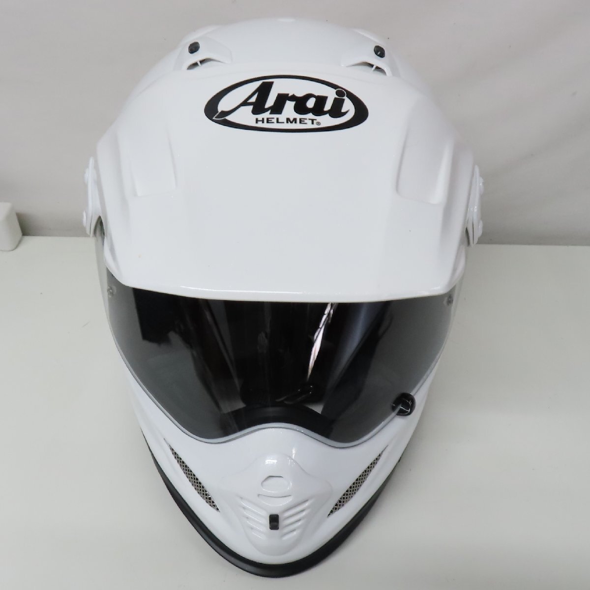 【美品】Arai アライ TourCross3 ツアークロス3 オフロード フルフェイスヘルメット Lサイズ ホワイト モトクロス 人気 バイク 二輪 林道の画像6