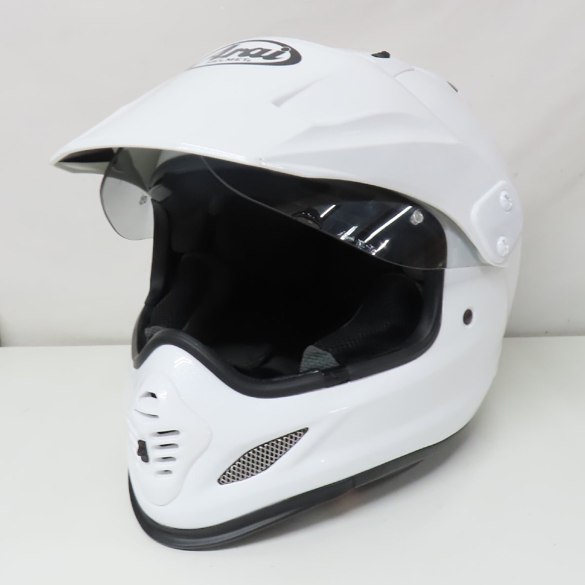 【美品】Arai アライ TourCross3 ツアークロス3 オフロード フルフェイスヘルメット Lサイズ ホワイト バイク 二輪 オートバイ モトクロスの画像3