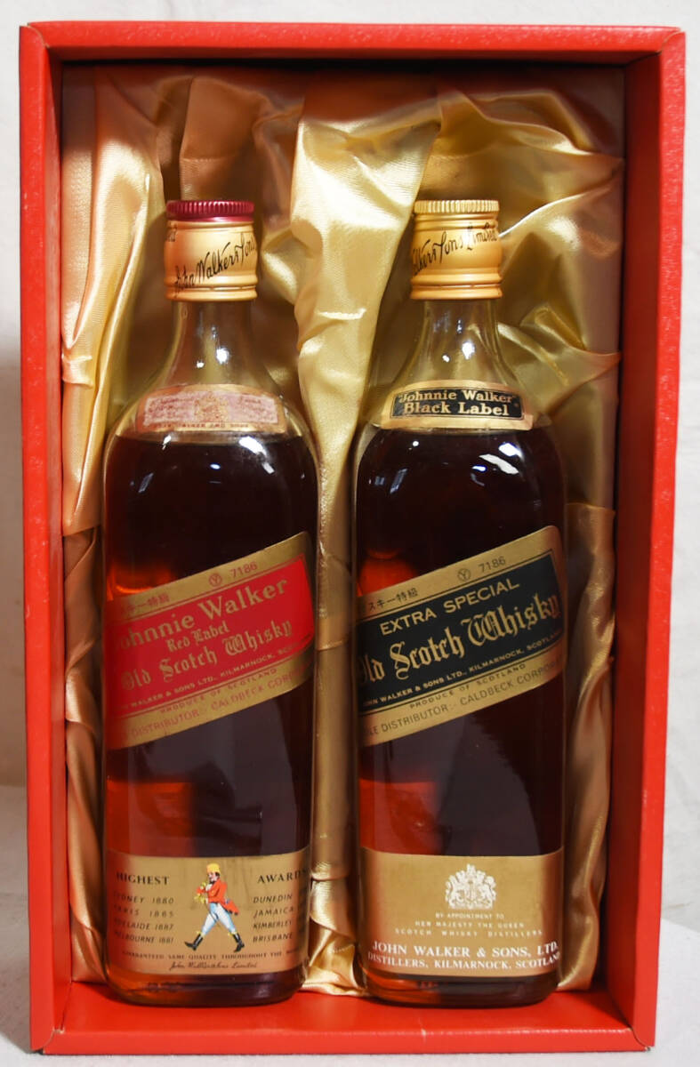 411 ヴィンテージ 特級表示 Johnny Walker Red & Black 760mlX2 43° 未開封 元箱入_画像1