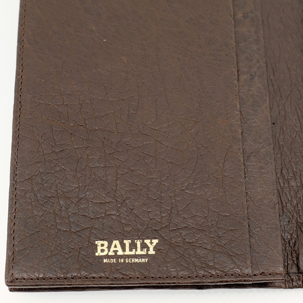 【美品】BALLY バリー オーストリッチ Wホック 長財布（小銭入れあり） マチあり札入れ ブラウン_画像4