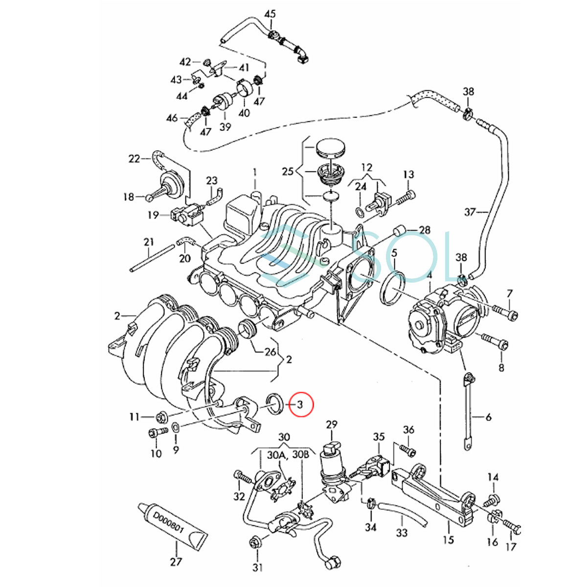 VW ゴルフ4 ゴルフ5 ゴルフ6 ボーラ ゴルフプラス ジェッタ3(1K2) ポロ(6V5) インテークマニホールド インマニガスケット 06A133398F_画像3