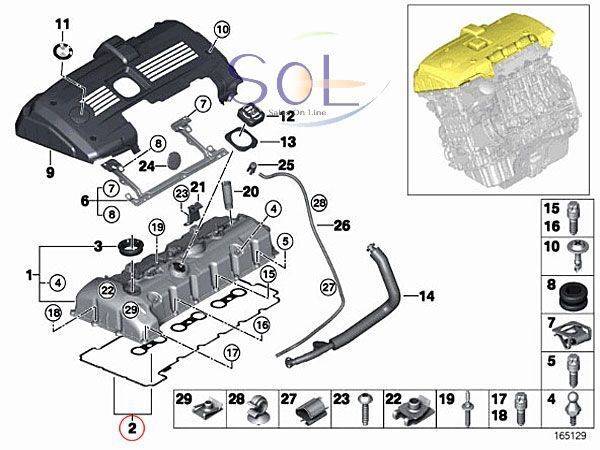 BMW E60 E61 E63 E64 シリンダーヘッドカバーガスケットセット(タペットカバーパッキン) 525i 530i 630i 11127582245 出荷締切18時_画像2