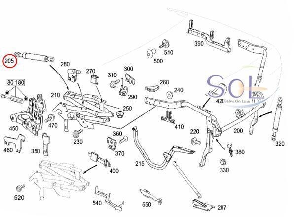 ベンツ R230 トランクダンパー(トランクショック) 左右共通 SL350 SL500 SL550 SL600 SL55 SL65 2307500036 出荷締切18時_画像2