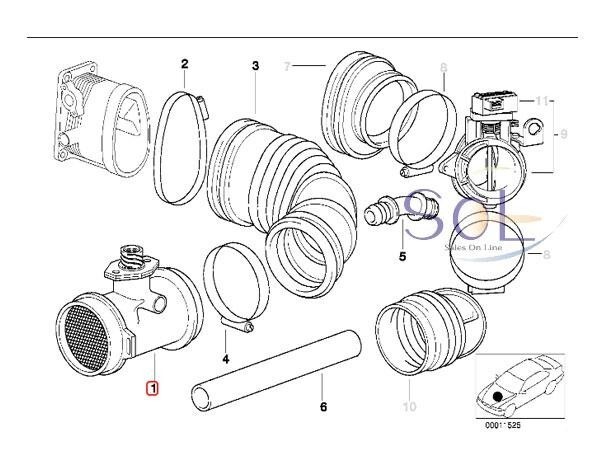 BMW E36 Z3 エアマスセンサー エアフロメーター 318i 1.9 13621736224 出荷締切18時_画像2