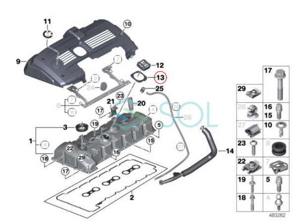 BMW E87 E90 E91 E92 E84 X1 エンジンオイル フィラーキャップ ガスケット 135i 323i 325i 325xi 330i 330xi 25iX 28iX_画像2