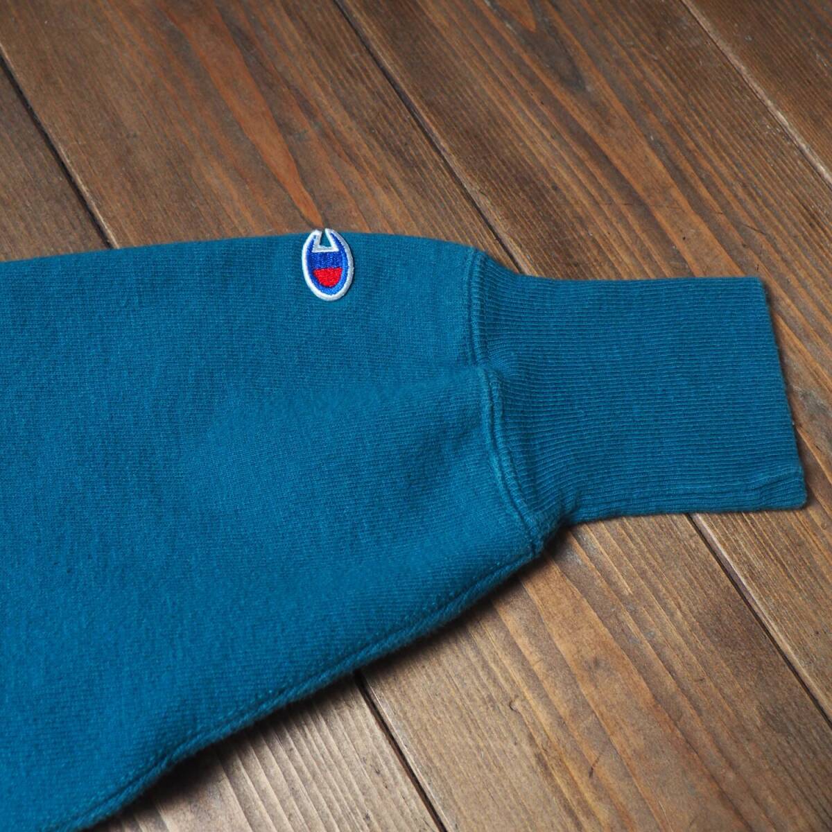 90s champion チャンピオン reverse weave リバースウィーブ 刺繍ロゴ usa製 アメリカ製 ビンテージ 刺繍タグ ターコイズ XL_画像6