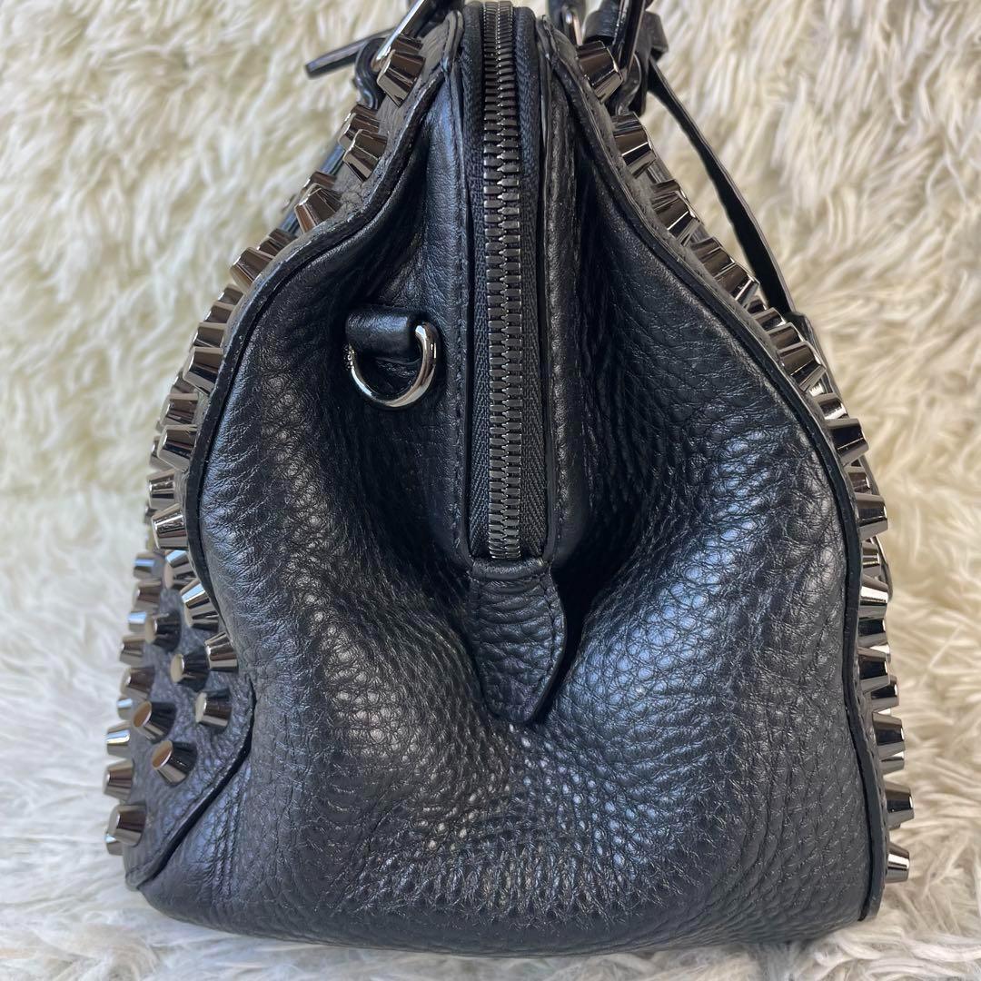 [ super rare * ultimate beautiful goods ]MCM M si- M studs Mini Boston bag handbag shoulder 2way shoulder .. black black men's lady's 