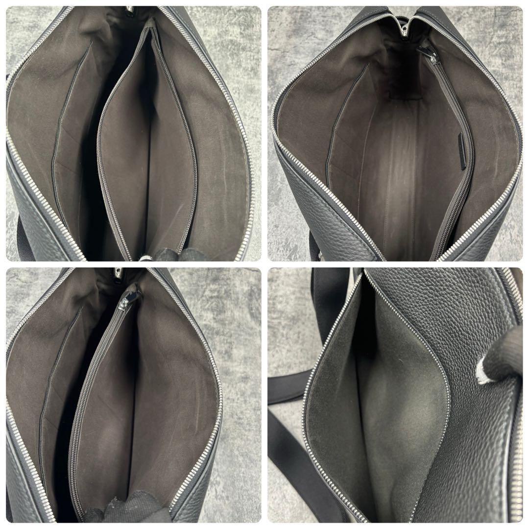 [ unused class ]HUGO BOSS Hugo Boss messenger bag shoulder bag men's business wrinkle leather leather diagonal .. commuting black black 