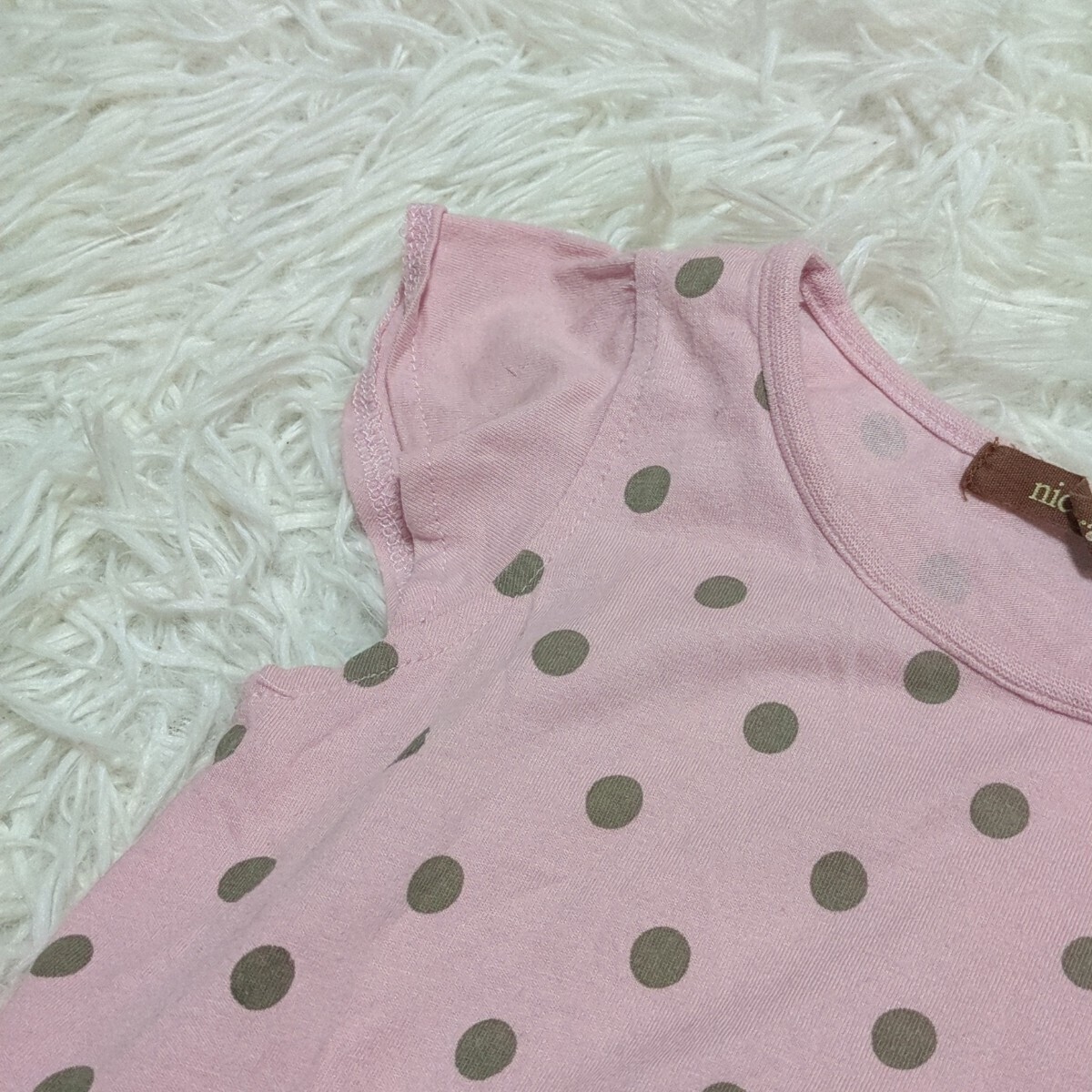 【送料無料】nicohrat 半袖 ワンピース 80㎝ 水玉 ドット ピンク 女の子 ベビー 子供服の画像4