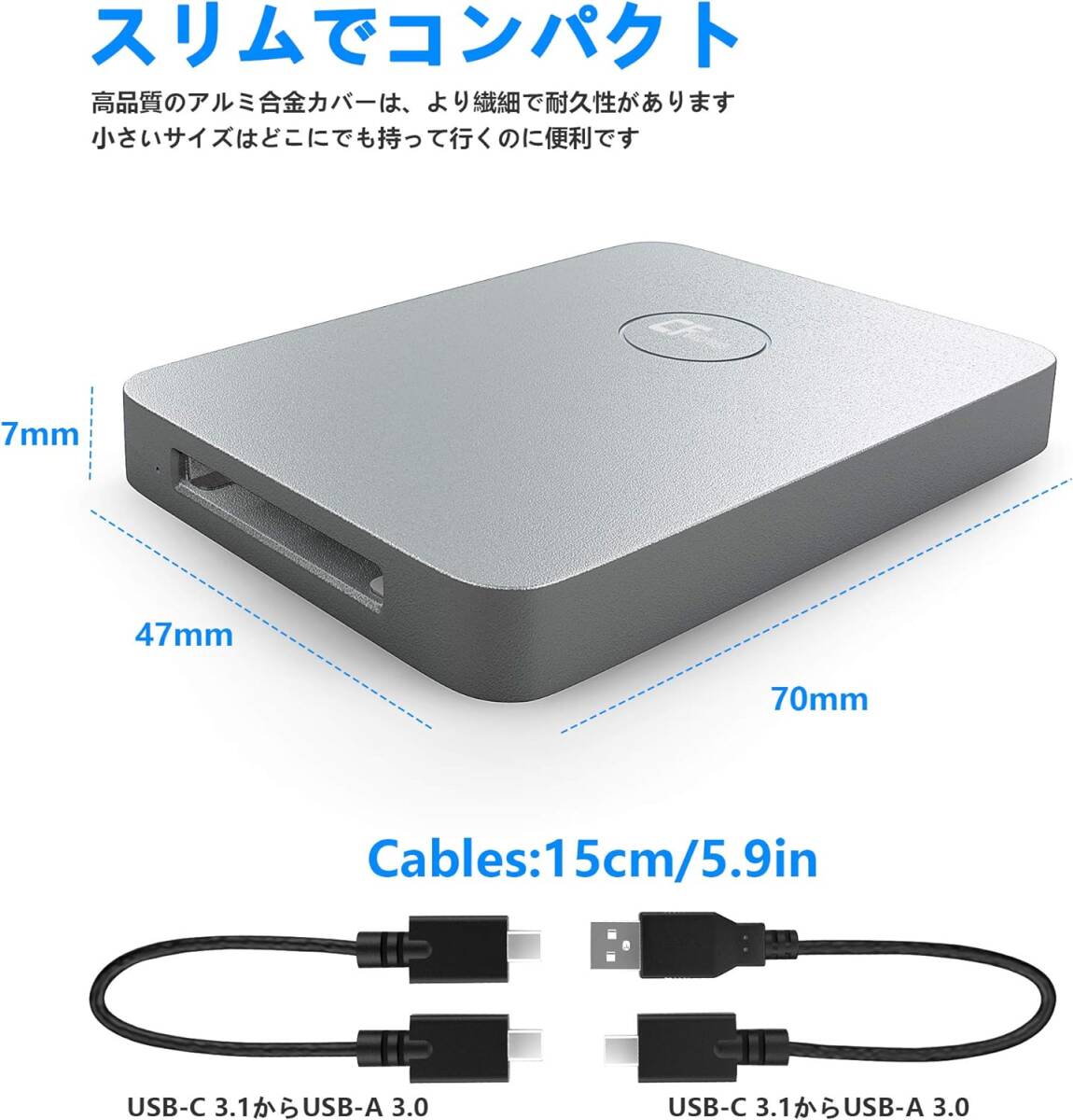 CFexpressカードリーダータイプB USB 3.1 Gen 2 10Gbps CFexpressリーダーポータブルアルミニウムCFexpressメモリカードアダプター_画像3