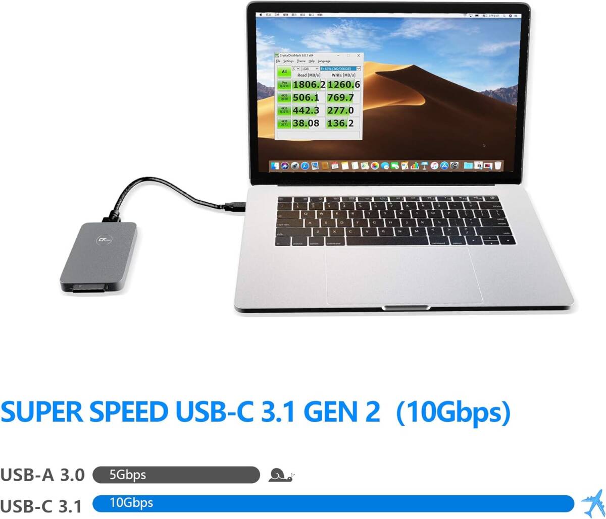 CFexpressカードリーダータイプB USB 3.1 Gen 2 10Gbps CFexpressリーダーポータブルアルミニウムCFexpressメモリカードアダプターの画像2