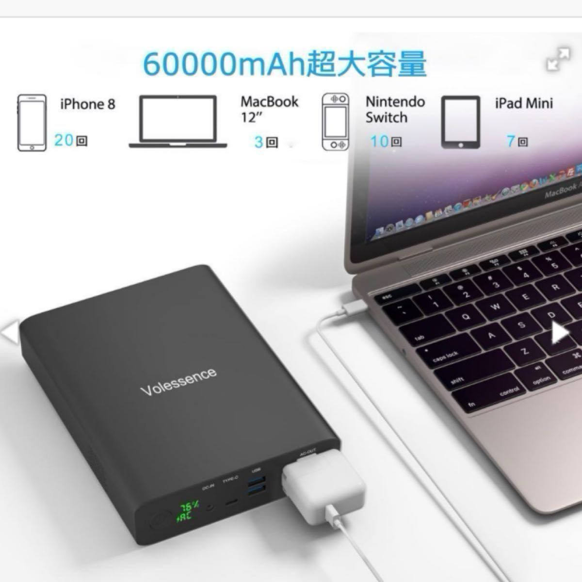 未開封　Volessence ポータブル電源 ポタ電　130W 60000mAh/222Wh AC出力対応 モバイルバッテリー