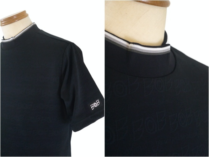 【2024春夏新作】BOB sports/ボブ モックネック半袖Tシャツ　Lサイズ 005-黒系_画像3