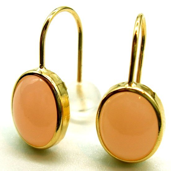 PC1652:K18YG pink opal earrings 