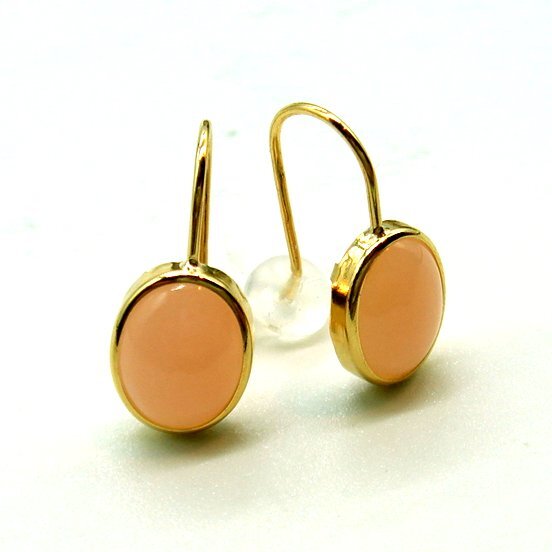 PC1652:K18YG pink opal earrings 