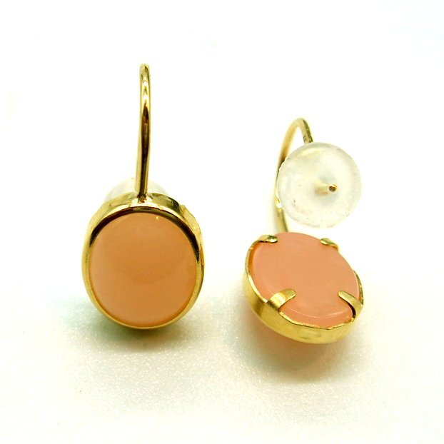 PC1652:K18YG pink opal earrings 
