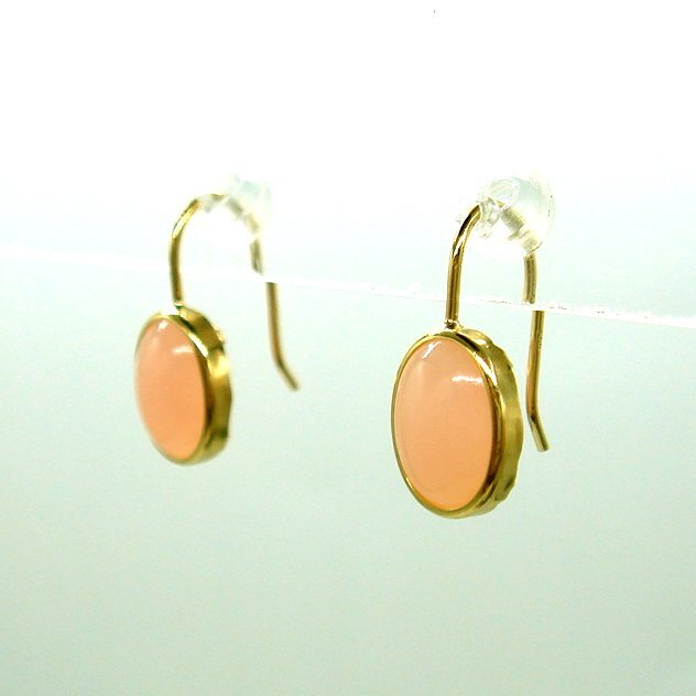 PC1652:K18YG pink opal earrings 