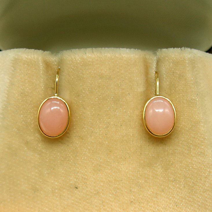 PC1652:K18YG pink opal earrings 