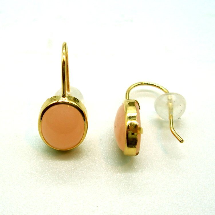 PC1652:K18YG pink opal earrings 