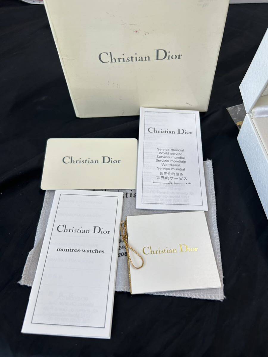 超美品 Christian Dior クリスチャンディオール D48-133-1 ダイヤ11P ゴールド クォーツ レディース腕時計 箱 駒 ギャランティー 付 稼働品の画像9