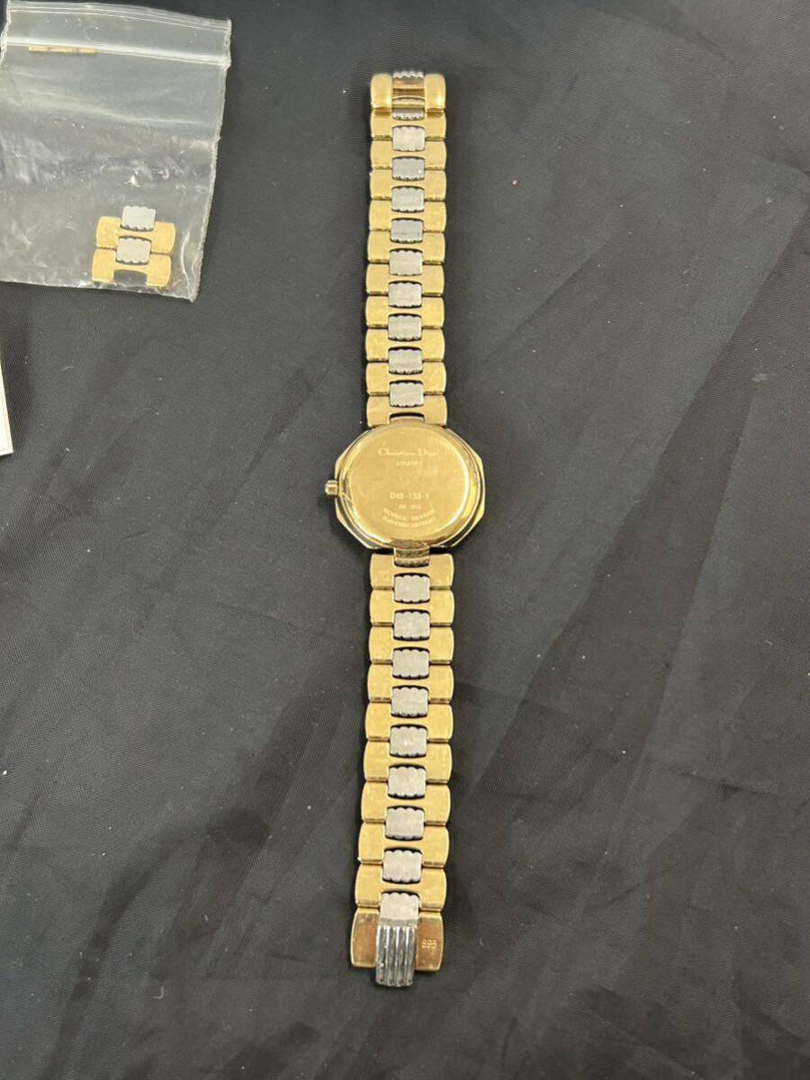 超美品 Christian Dior クリスチャンディオール D48-133-1 ダイヤ11P ゴールド クォーツ レディース腕時計 箱 駒 ギャランティー 付 稼働品の画像8
