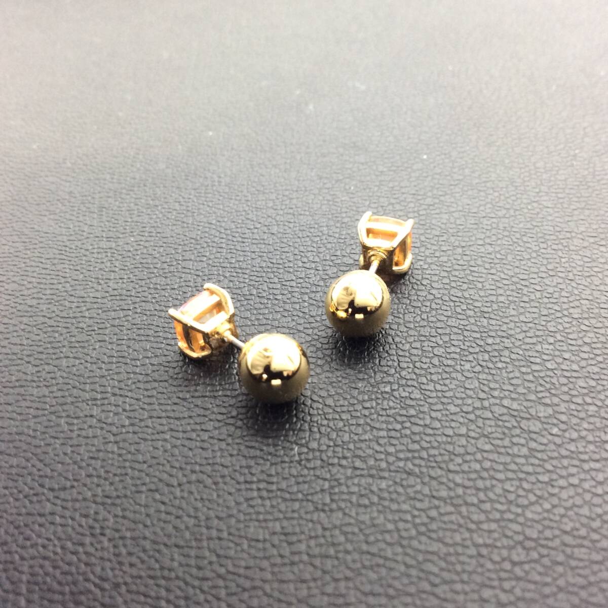 ＃0818　swarovski/スワロフスキー ピアス オレンジ 金色 ゴールドカラー メッキ 石 箱/ギャラ有_画像4