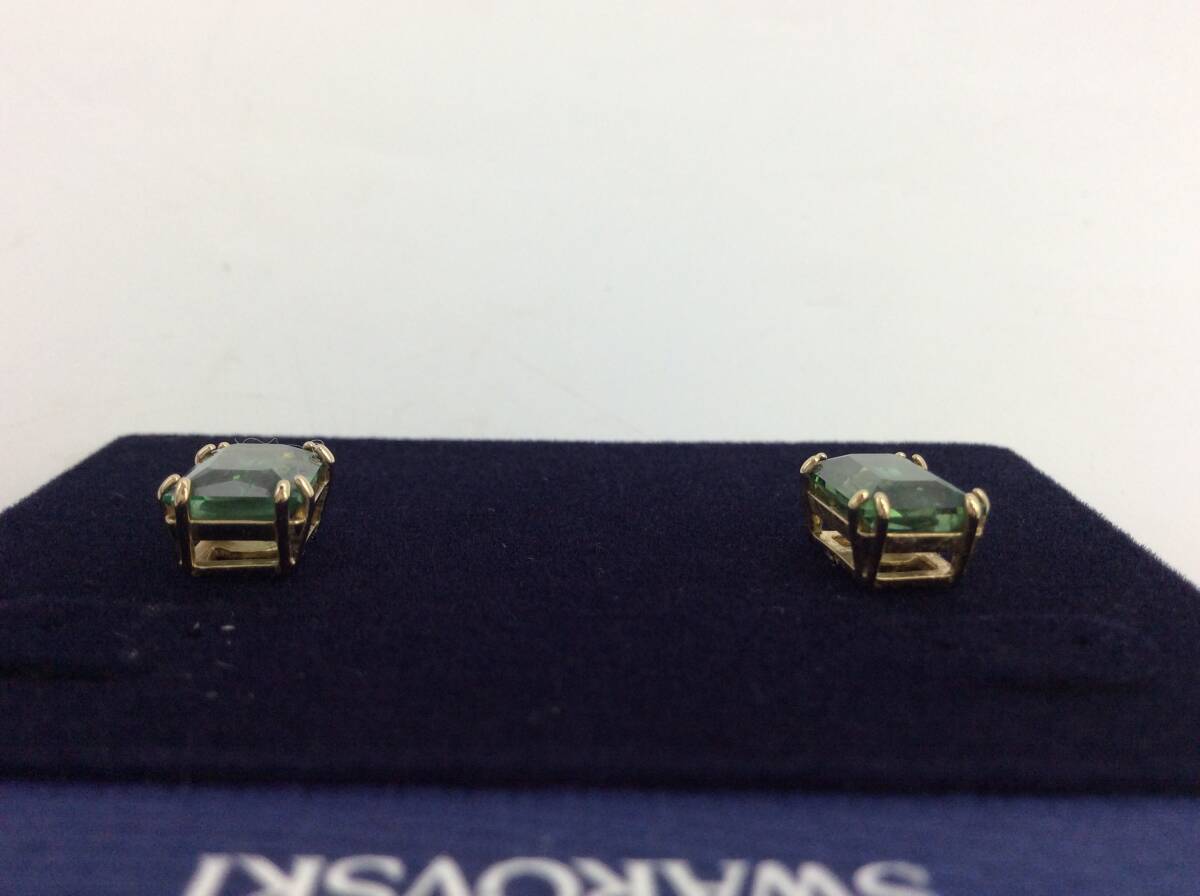 #0610 SWAROVSKI/スワロフスキー ピアス グリーン 緑 ゴールドカラー 金色 _画像6