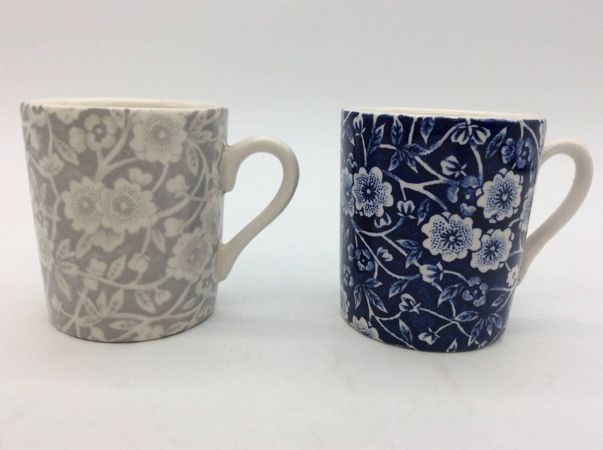 #1139 Burleigh bar Ray Blue Calico blue kya Rico small cup Espresso cup 2 customer pair set gray blue * one part crack equipped 