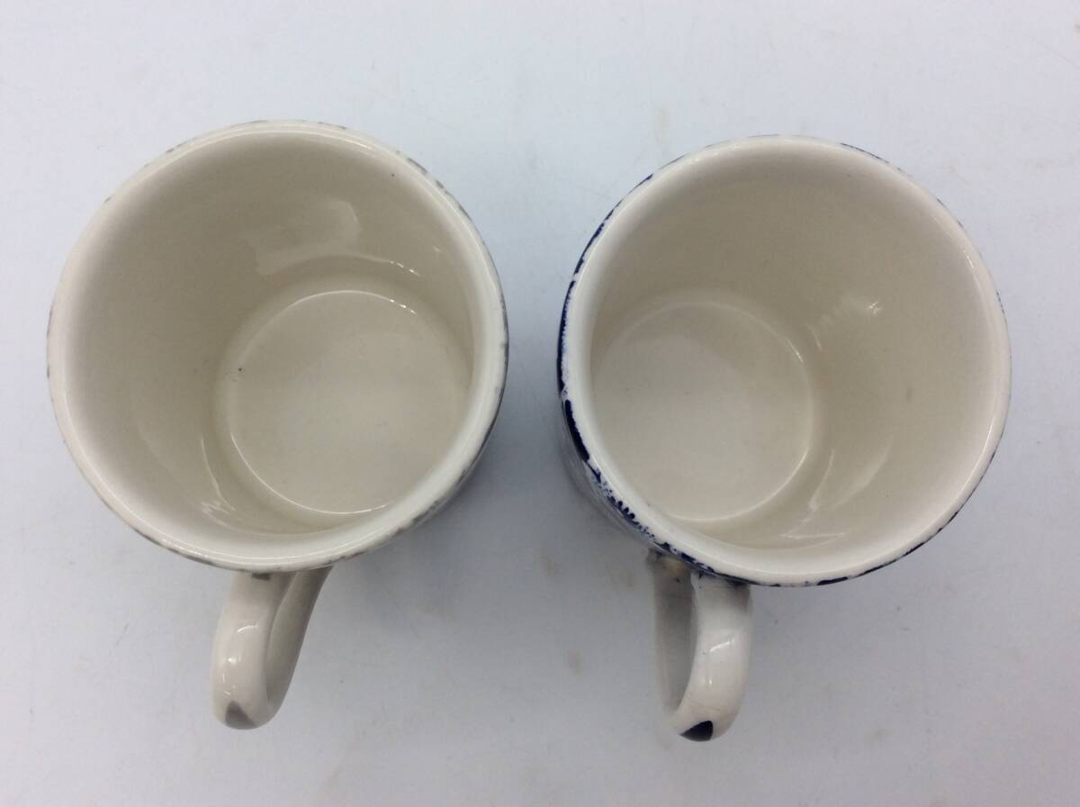 #1139 Burleigh bar Ray Blue Calico blue kya Rico small cup Espresso cup 2 customer pair set gray blue * one part crack equipped 