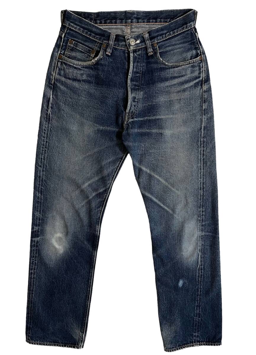 ドゥニーム DENIME 色落ち抜群!! Lot.570 XXモデル 革パッチ ゴールド耳 セルビッチデニムパンツ ジーパン ジーンズ W30 インディゴ_画像1