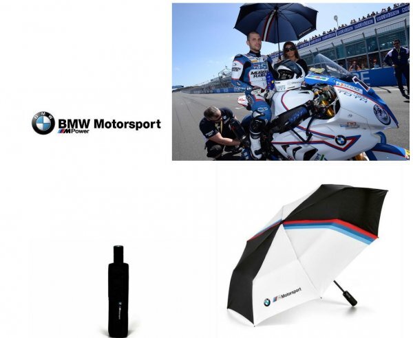 BMW 純正 Motosport 傘 M アンブレラ 折り畳み傘 自動開閉 白 黒 80282461136 アクセサリー 納車祝い プレゼント_画像2