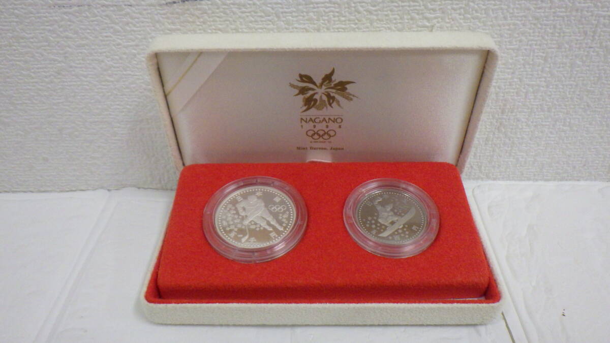 #12836 長野オリンピック 冬季競技大会記念 （第1次) プルーフ貨幣セット 5,000円銀貨 500円白銅貨 記念硬貨の画像1