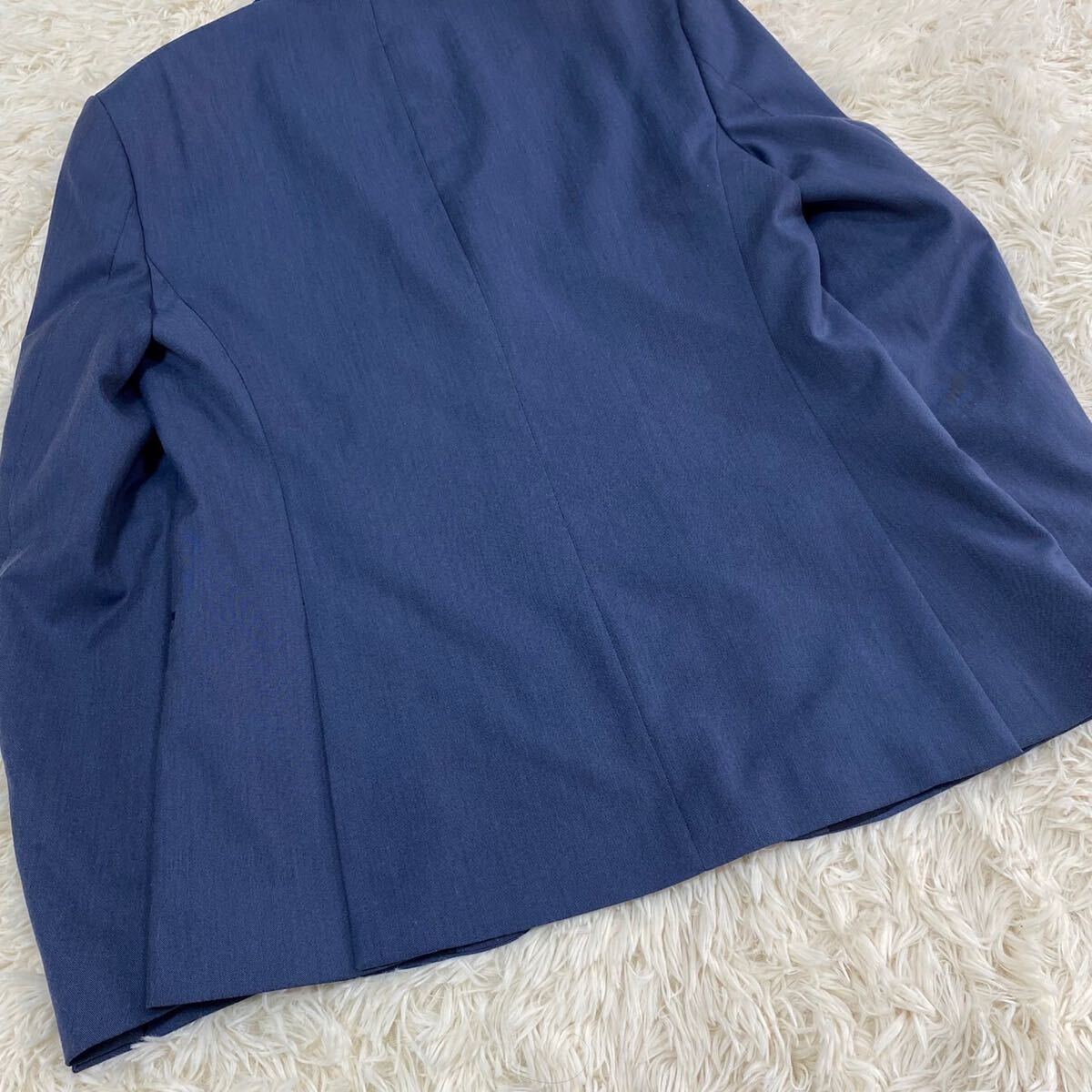 未使用級 XXL!!! ザラ テーラードジャケット ブルー レーヨン 春夏 ZARA MAN メンズ スーツ 青 背抜き 2B 3L 極美品 美シルエット_画像9