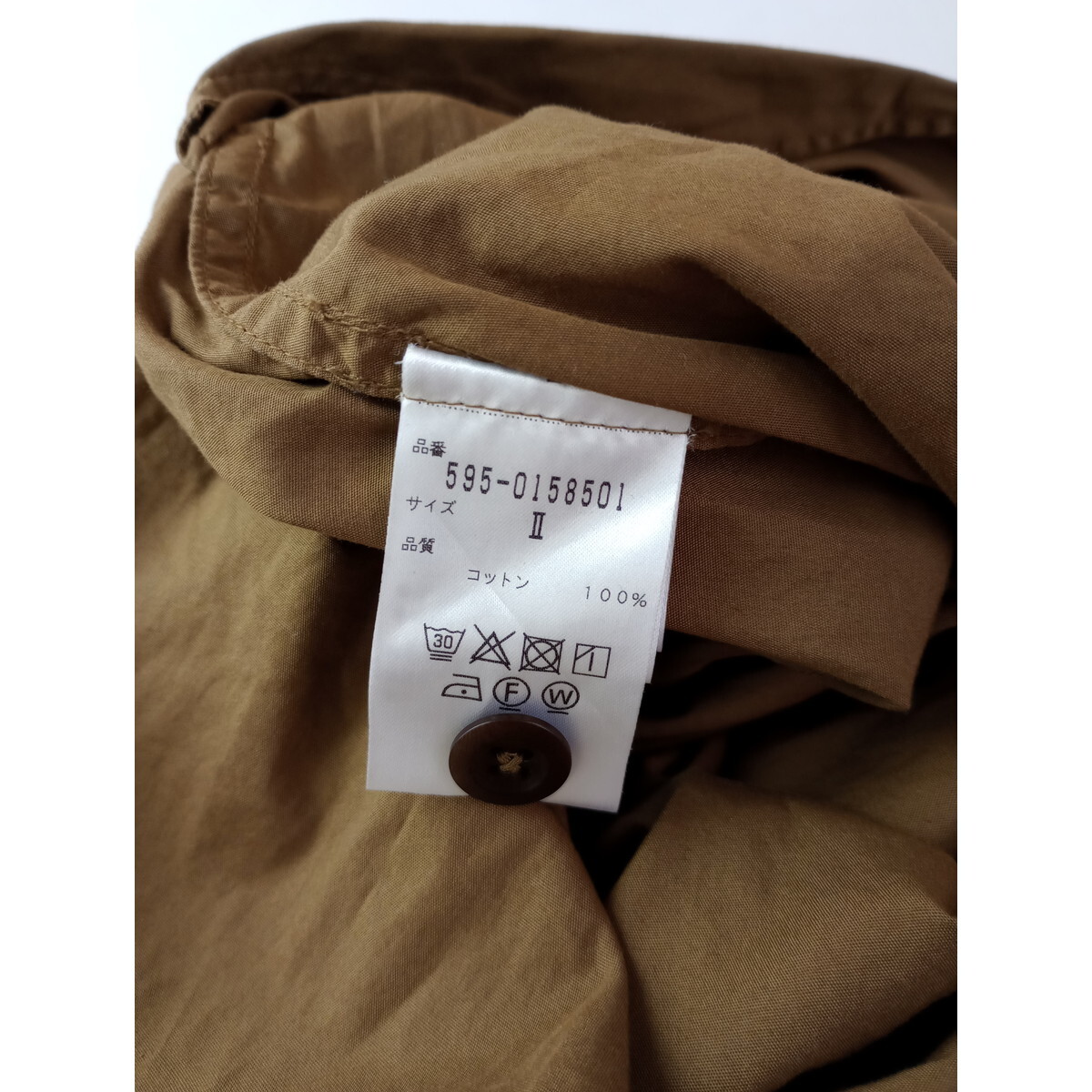 MHL エムエイチエル マーガレットハウエル GARMENT DYE BASIC POPLIN コットン ロング ワンピース キャメル 2_画像8