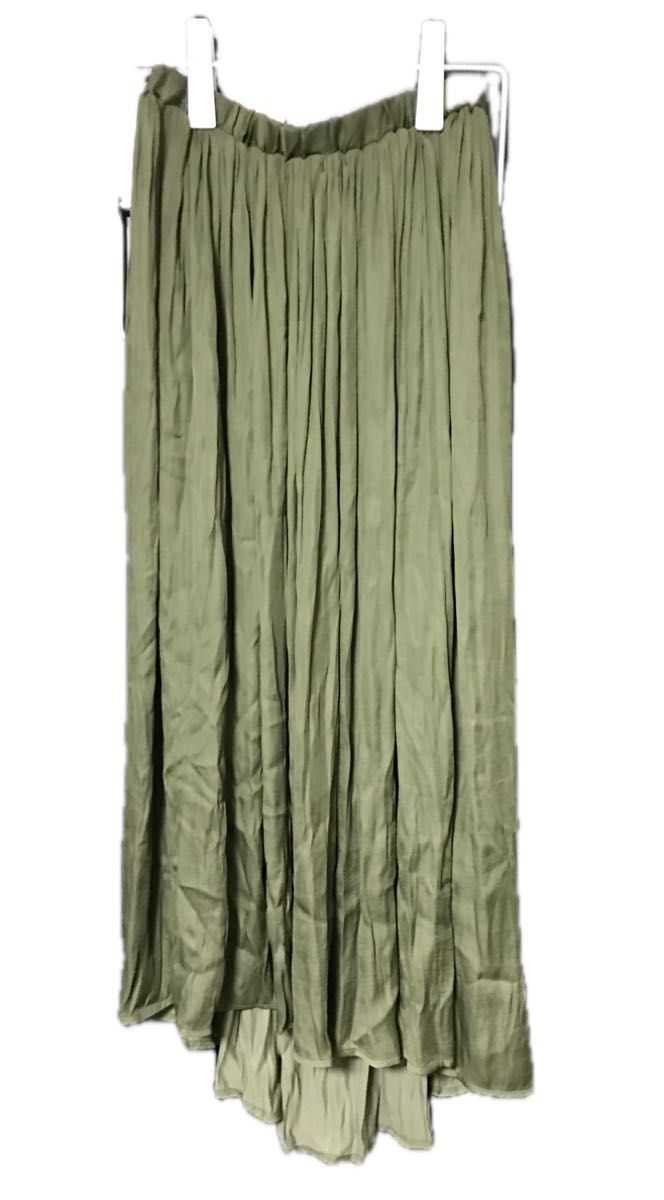 AZUL ロングスカート フィッシュテールスカート ギャザースカート マキシスカート Lサイズ