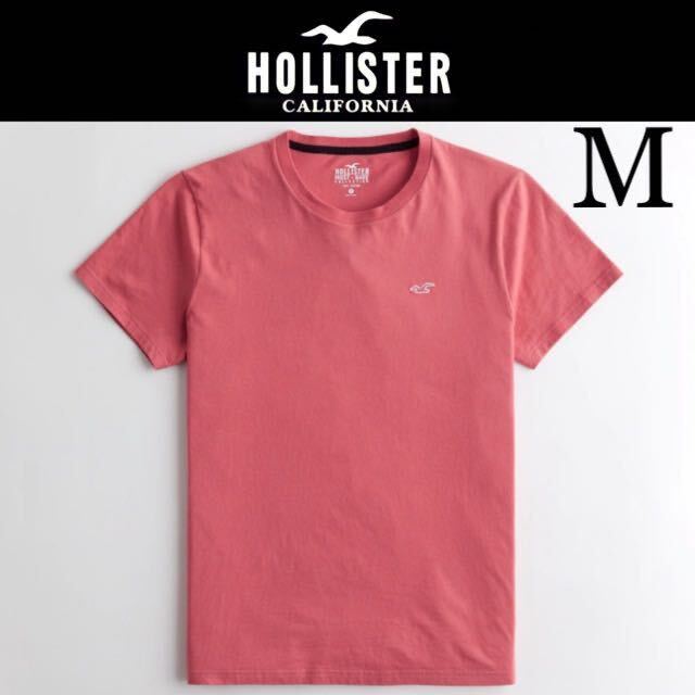 新品タグ付き☆HOLLISTER アイコン刺繍Ｔシャツ M マストハブ クルーネック 半袖Tシャツ コーラル ホリスター