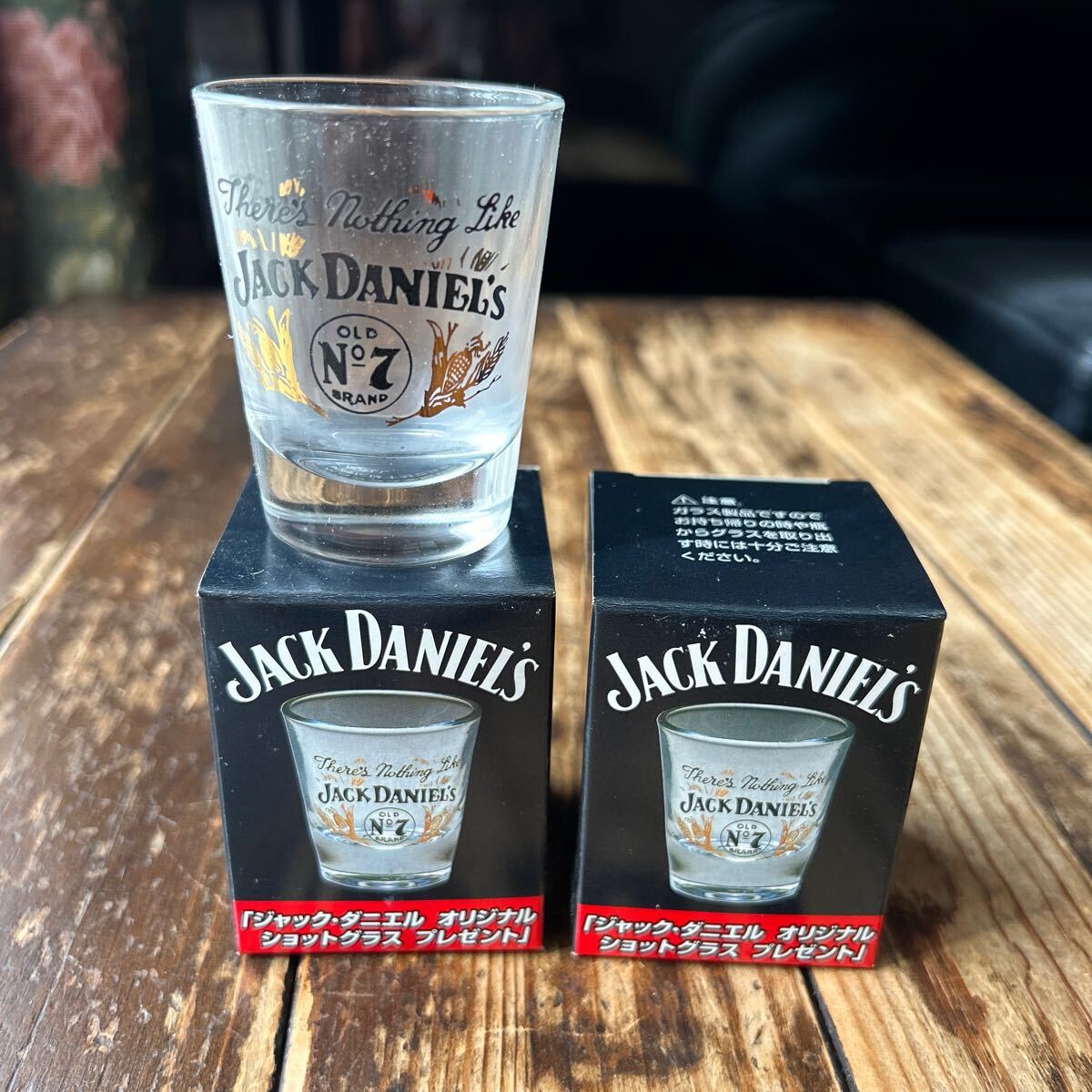 昭和レトロ ロックグラス ショットグラス JackDaniel's ジャックダニエルウイスキー ノベルティ 非売品 未使用 箱入り 2つまとめての画像1