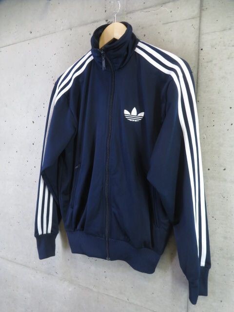 0140b15◆良品です◆紺×白◆adidas アディダス オリジナルス トレフォイル 3ストライプ トラックジャージ ジャケット XS/ポロシャツの画像2