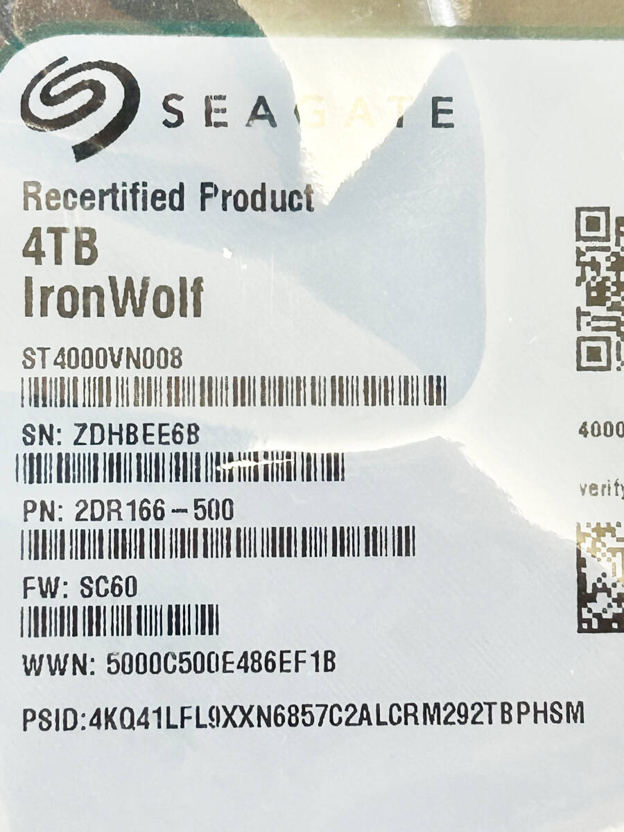 (未開封メーカー整備済み品 保証有り) Seagate IronWolf 3.5インチ 4TB ST4000VN008 内蔵ハードディスク CMR 6Gb/sの画像3