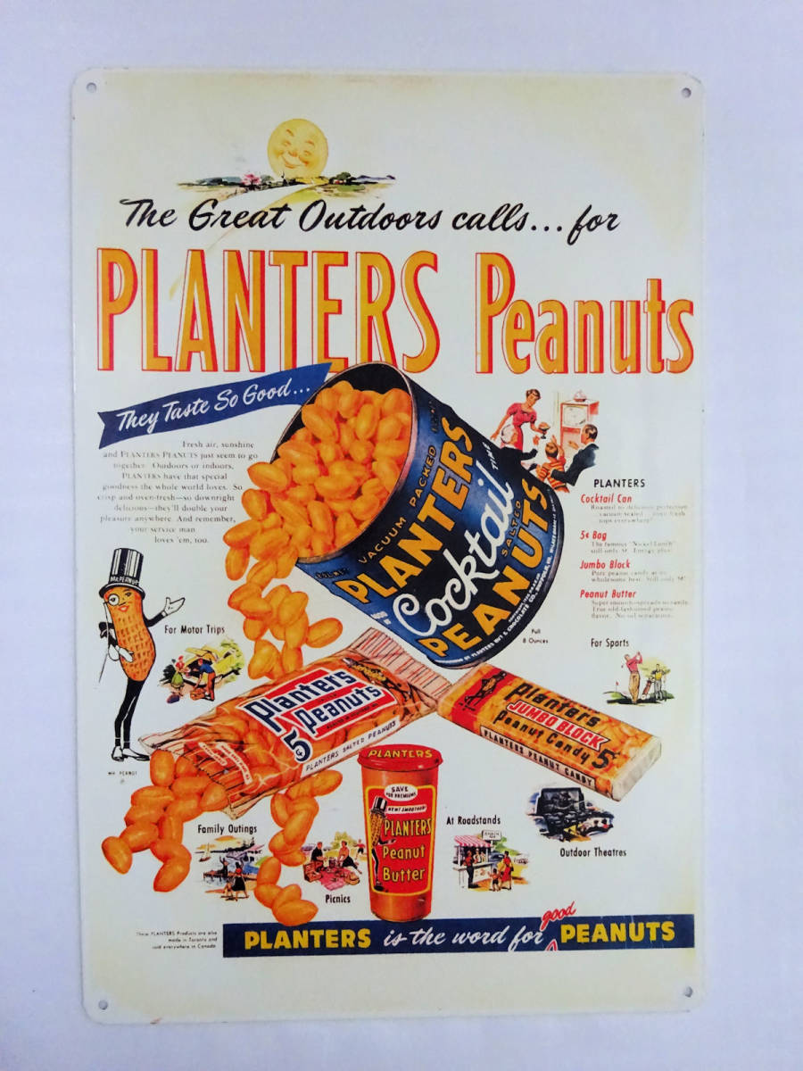 ★中古 送料込★PLANTERS Peanuts(ピーナッツ) サインプレート★アメリカン看板★_画像1