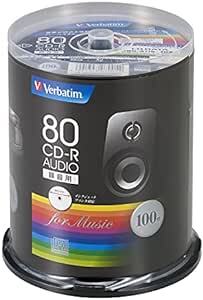 Verbatim バーベイタム 音楽用 CD-R 80分 100枚 ホワイトプリンタブル 48倍速 MUR80FP100SV1の画像1