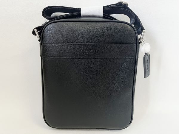 コーチ COACH ショルダーバッグ メンズバッグ 斜め掛け レザー ブラック アウトレット 保存袋付き 新品未使用の画像1