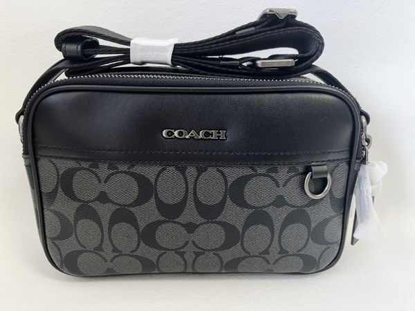 コーチ COACH ショルダーバッグ 斜め掛けバッグ ボディバッグ メンズバッグ レザー ブラック アウトレット 保存袋付き 新品未使用の画像1