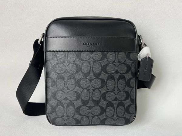 コーチ COACH ショルダーバッグ メンズバッグ 斜め掛けバッグ レザー ブラック 保存袋付き 新品未使用の画像1