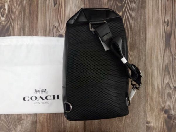 コーチ COACH PVC+レザー ボディバッグ ワンショルダーバッグ ブルー+ホワイト+ブラック メンズ 67249 保存袋付き 新品未使用の画像2