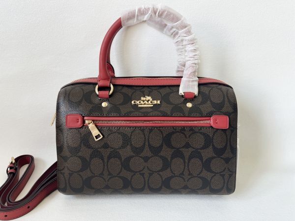  Coach COACH handbag shoulder 2WAY lady's PVC leather red / Brown storage bag attaching new goods unused 