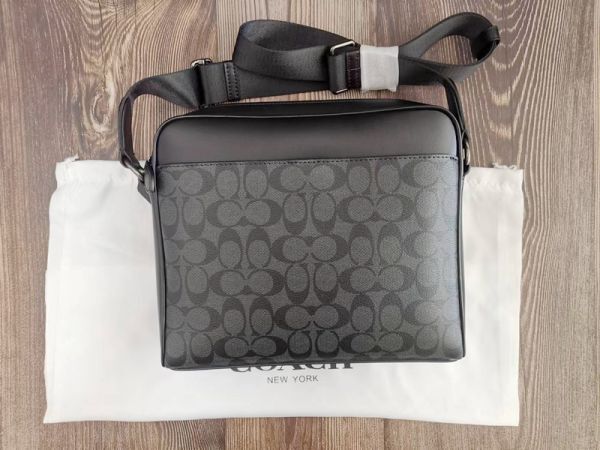 コーチ COACH アウトレット ショルダーバッグ メンズバッグ PVC+レザー ブラック メンズ 28456 保存袋付き 新品未使用