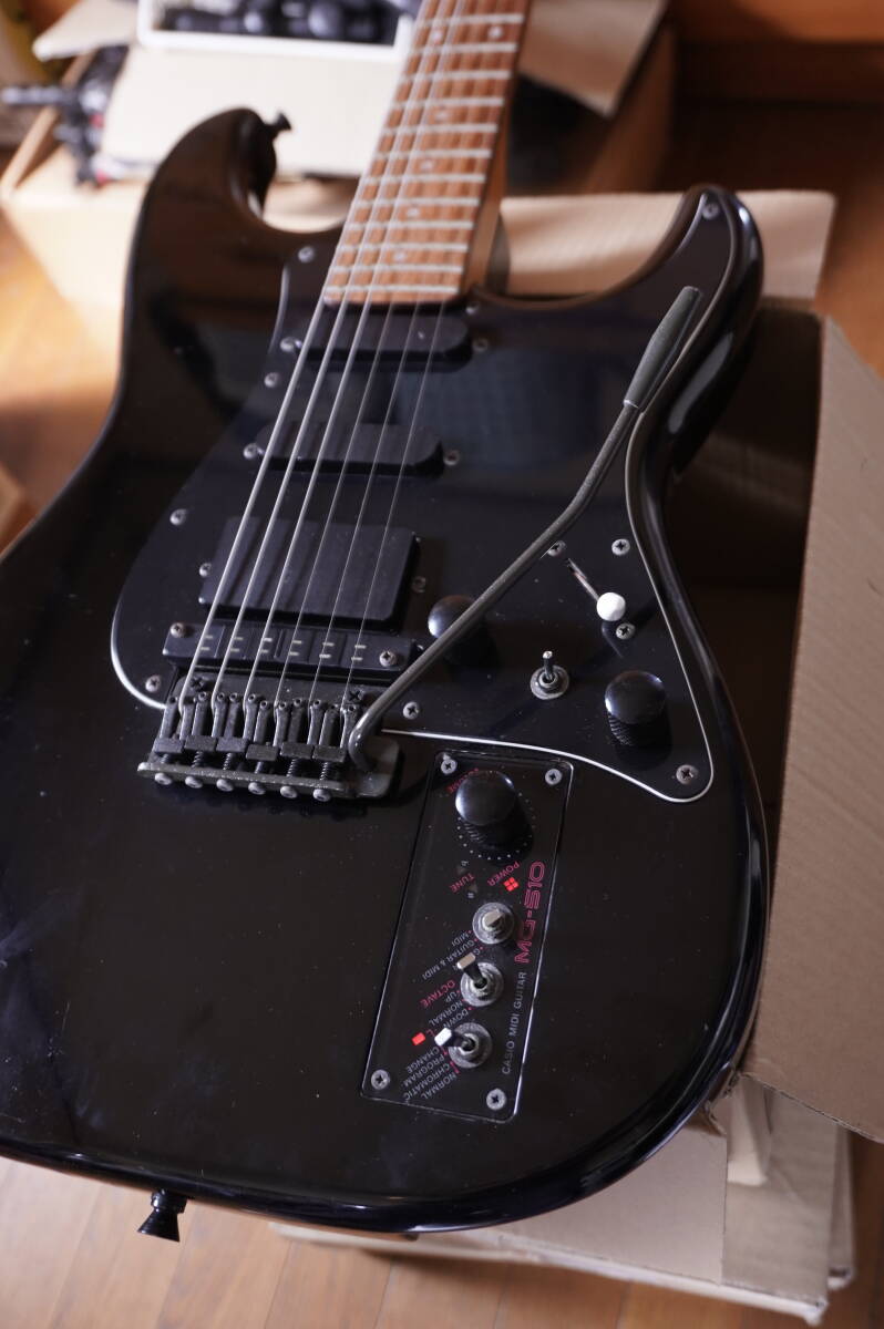 【貴重】 カシオ　MIDI ギター　ストラト型　CASIO　MG-510　ブラック　SSH　80年代　Synth Guitar　シンセギター　黒_画像1