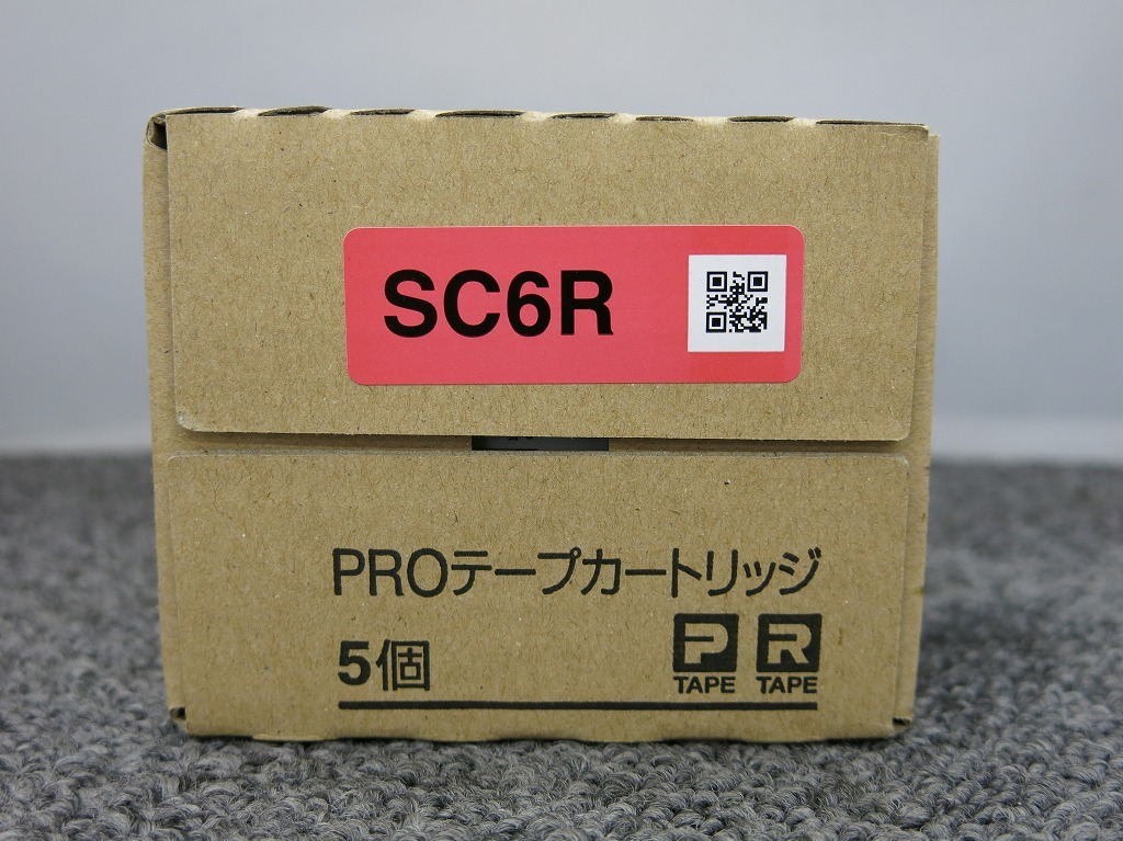 期間限定セール 【未使用・未開封】 キングジム KINGJIM TEPRA PROテープ 6mm 赤ラベル/黒文字 テープ長 8m巻 SC6R 5本パック_画像2