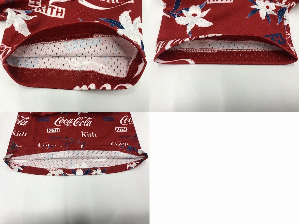ミッチェル　アンド　ネス Mitchell　&　Ness 【Kith×Coca-cola】スポーツウェア Hawaii Jersey&Shorts 赤系 ロゴ 総柄_画像4